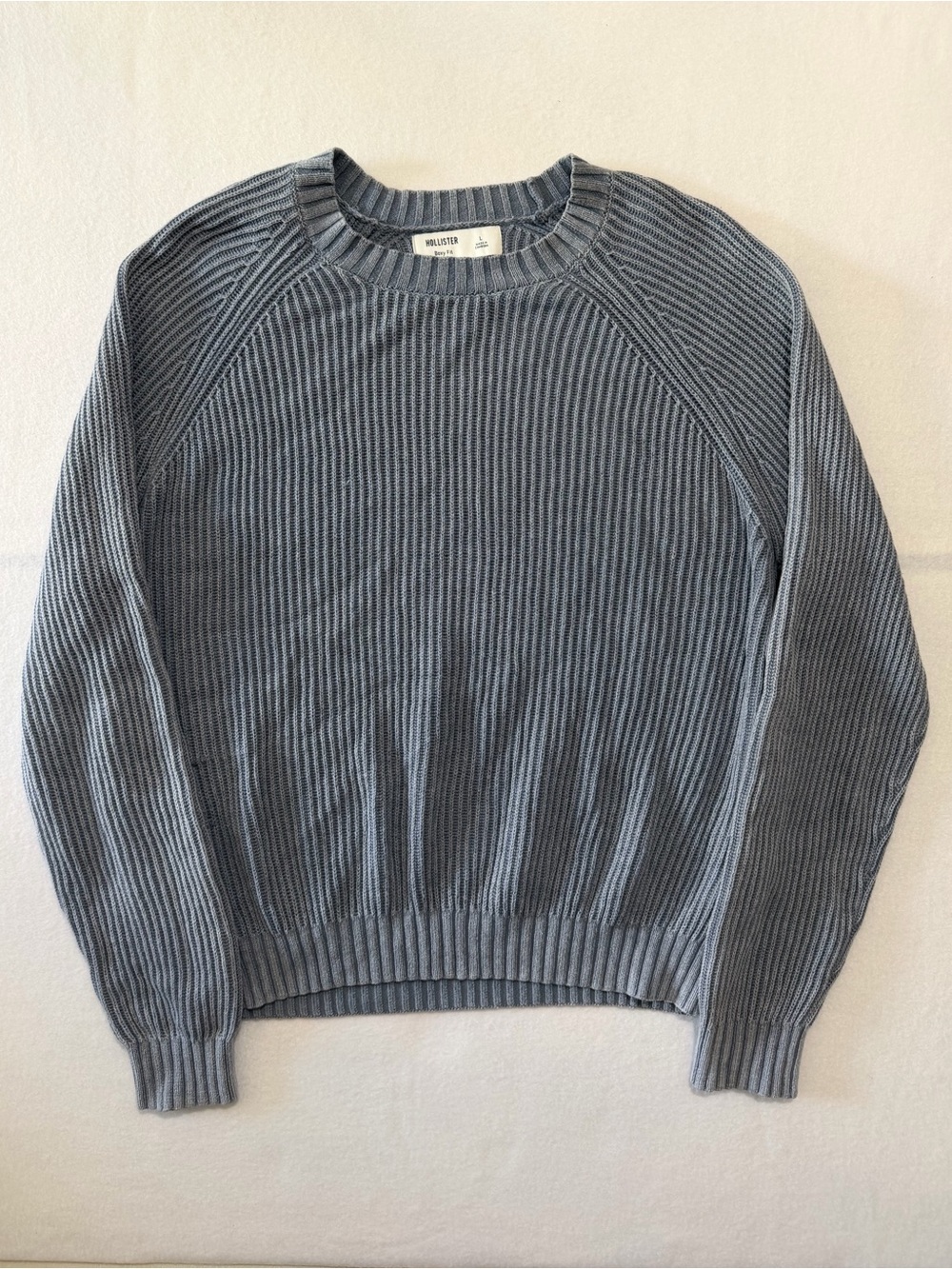 Hollister Men's Ribbed Crewneck Sweater - Slate Blue